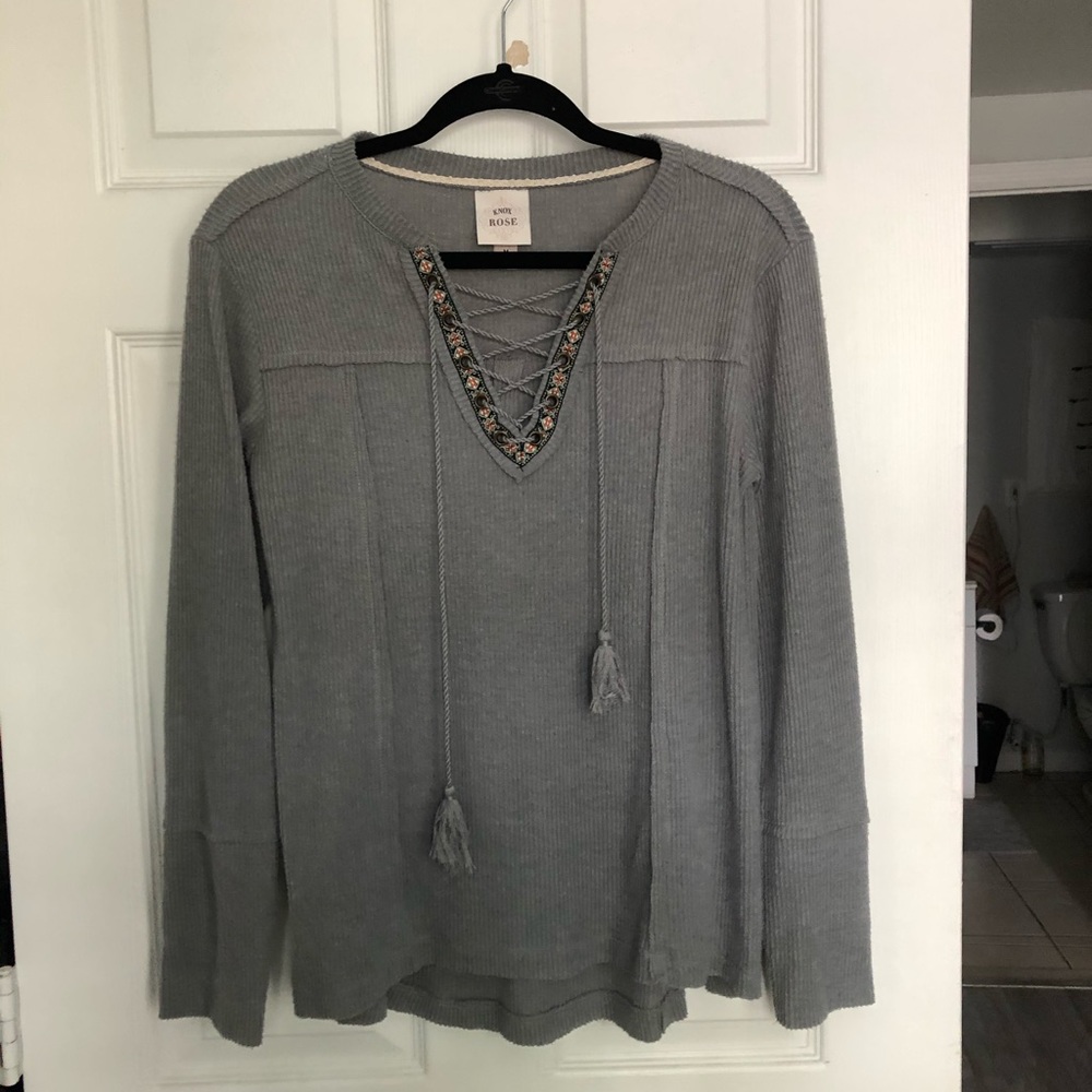 Barely worn grey knit long sleeve